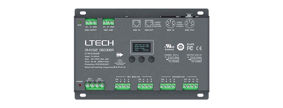 12路 DMX解码驱动器 LT-912-OLED