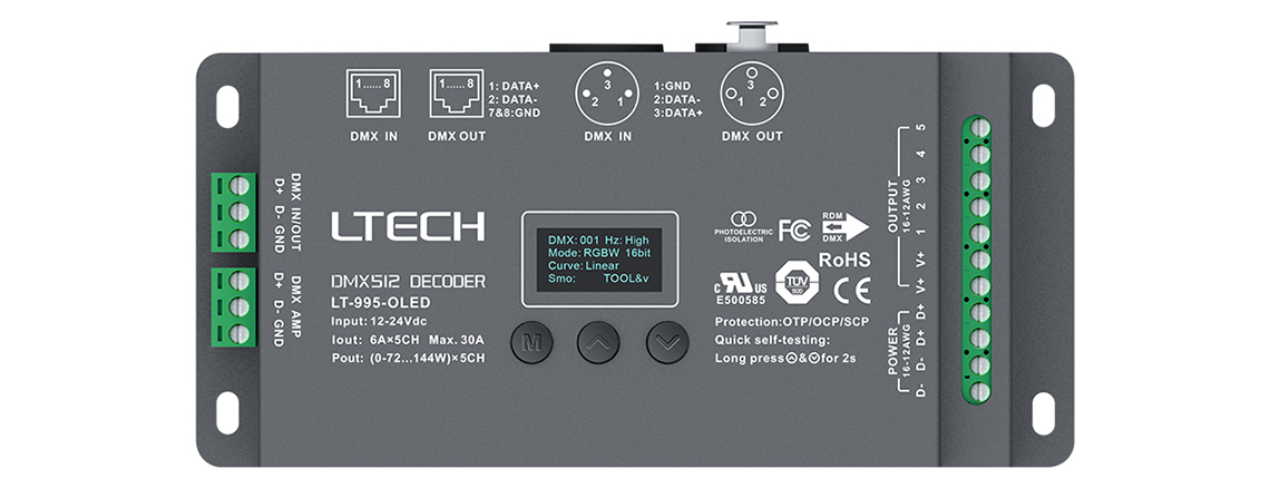 5路 DMX解码驱动器 LT-995-OLED