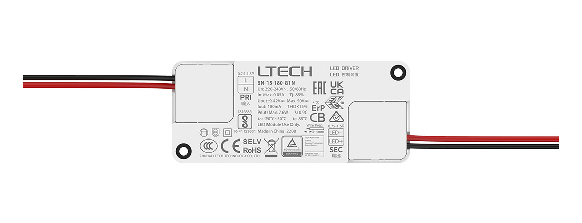 超小体积非调光恒流LED驱动器 SN-15-180-G1N