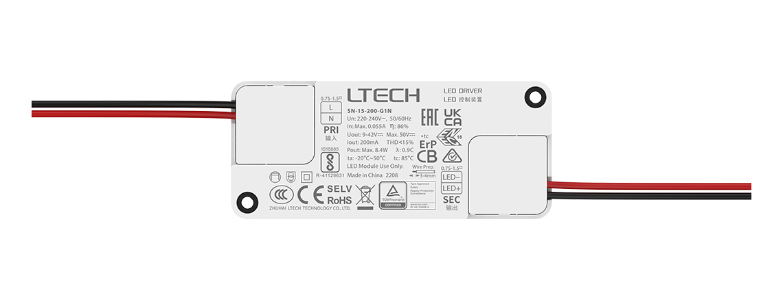 超小体积非调光恒流LED驱动器 SN-15-200-G1N