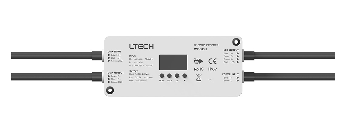 3路 防水DMX/RDM恒压解码器 WP-803H